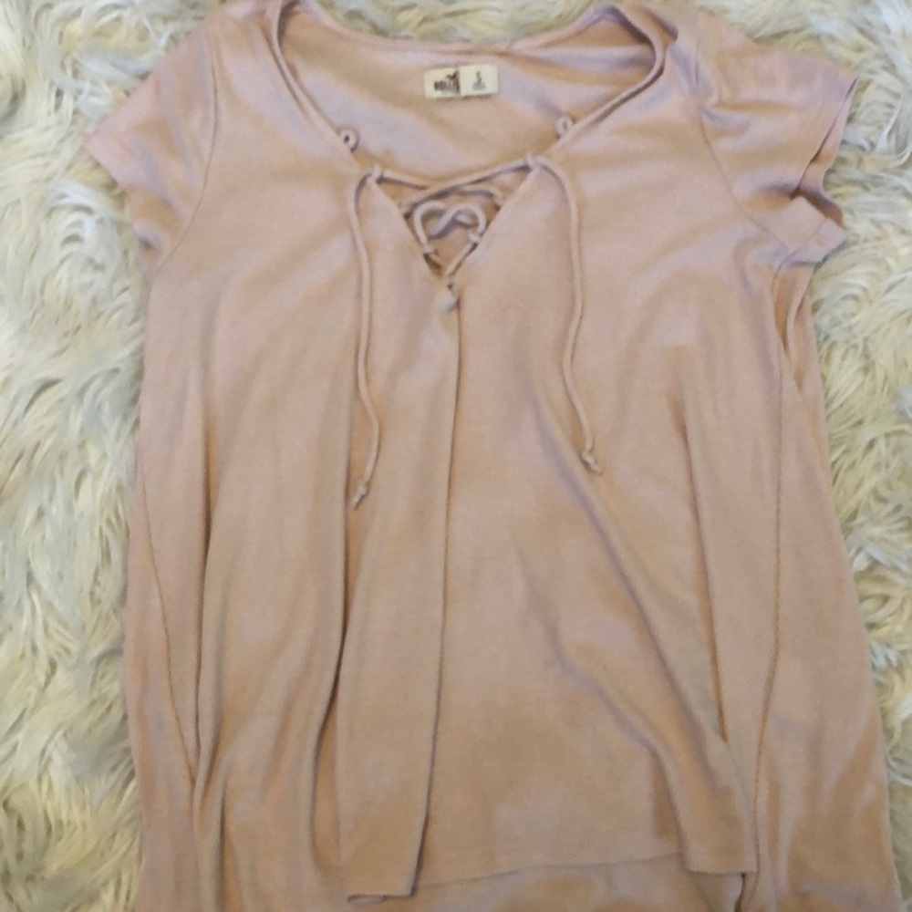Lace up light pink t-shirt never worn